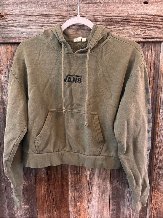 Vans Tops - Vans Cropped Hoodie Women’s Small Green Logo Pullover Streetwear